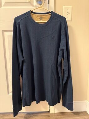 Timberland Shirt Men’s Blue Cotton Waffle Knit Thermal XXL EUC Durable